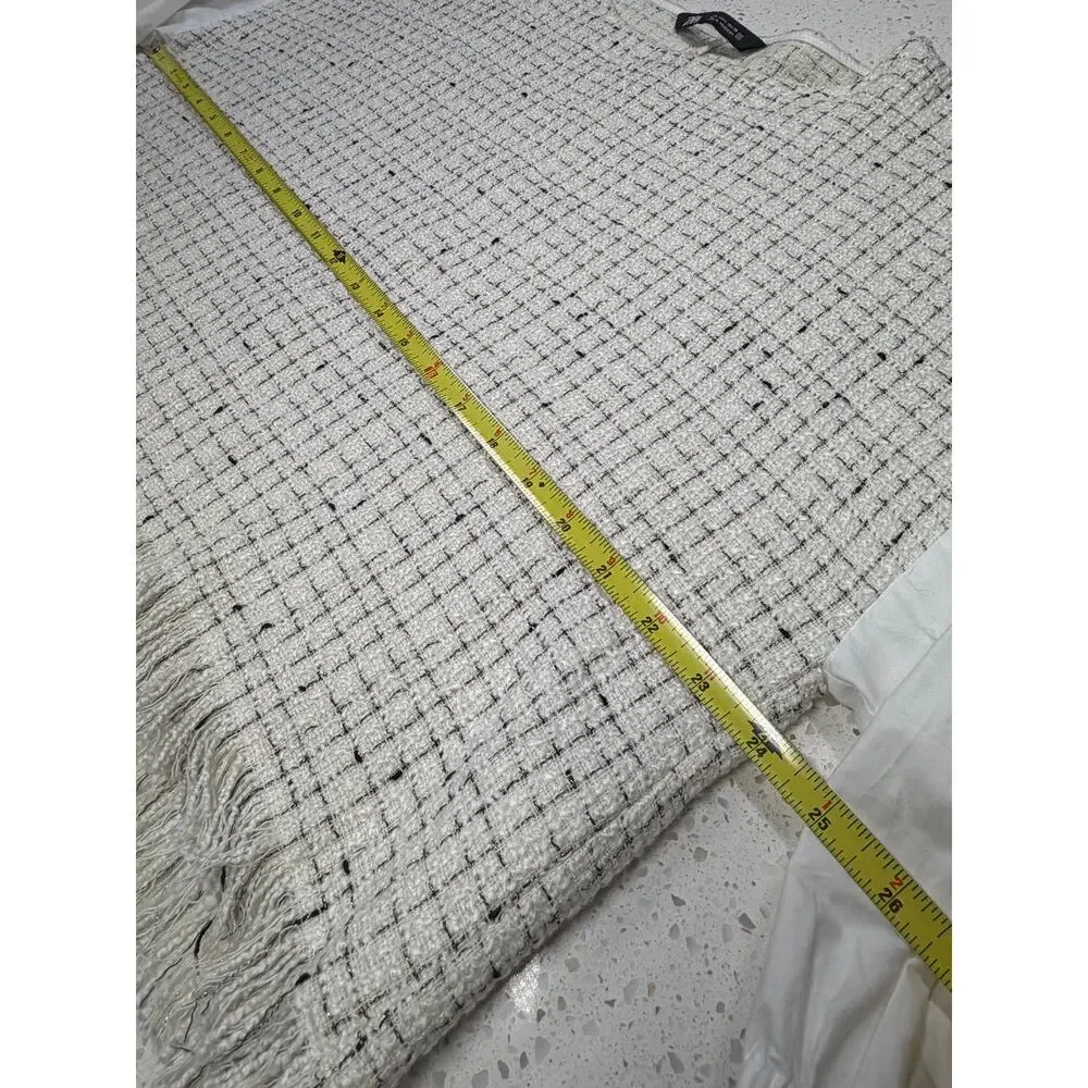 ZARA Textured Tweed Crop Top Blouse Puff Sleeve White size L - Picture 4 of 9